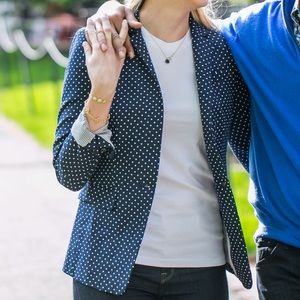 J. Crew navy polka dot blazer